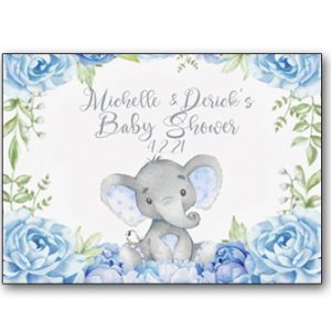 Gray Elephant with Flowers Personalized label
