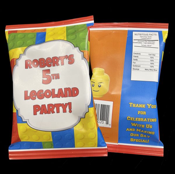 Lego theme PARTY FAVOR CHIP BAGS the brat shack