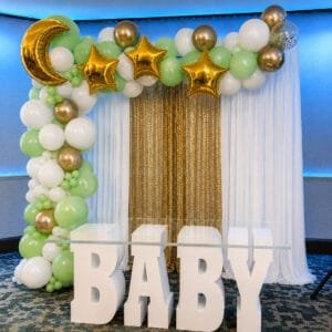 TWINKLE LITTLE STAR balloon ARCH and baby table The Brat Shack