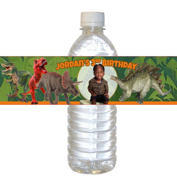 Dinosaur theme Personalized Water Bottle Label