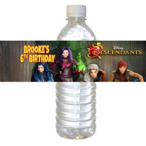 Descendants theme Personalized Water Bottle Label