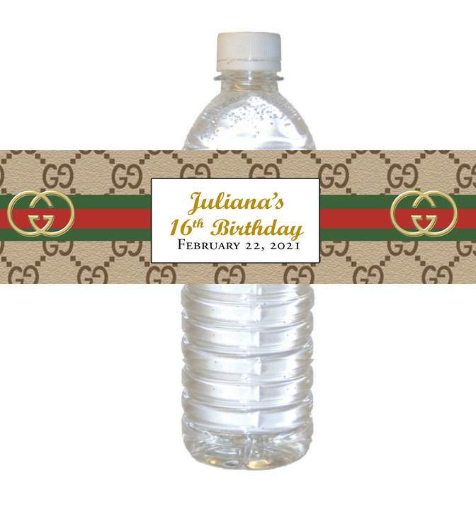 Gucci Themed Water Bottle Labels