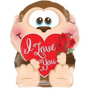 Valentine's Day- I Love You Monkey Mylar Balloon 18"