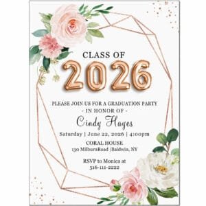 Balloon Font Class of 2026 Graduation Invitation by The Brat Shack.