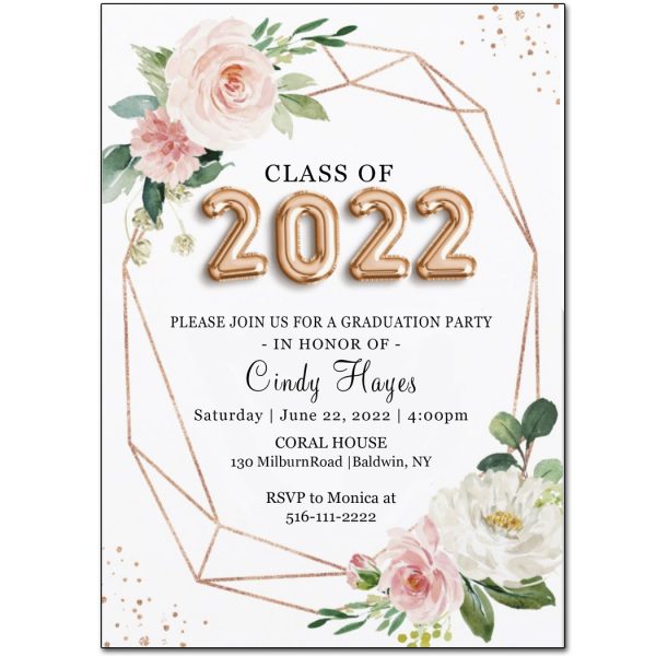 Balloon Font Class of 2022 Graduation Invitation