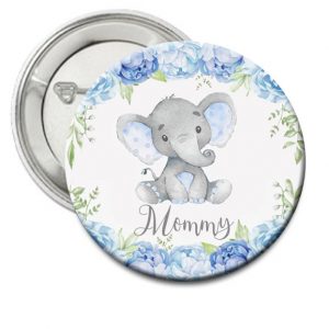 The Brat Shack Mommy blue elephant button
