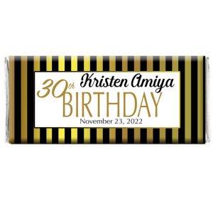 Black and Gold Stripes Birthday Chocolate Wrapper