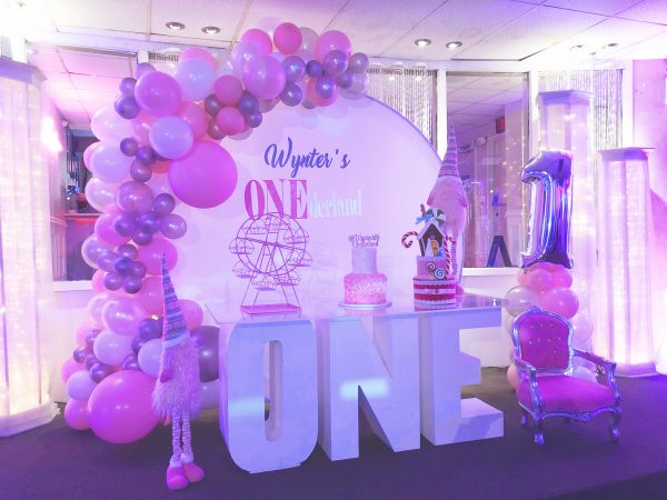 one table balloon arch and decoration