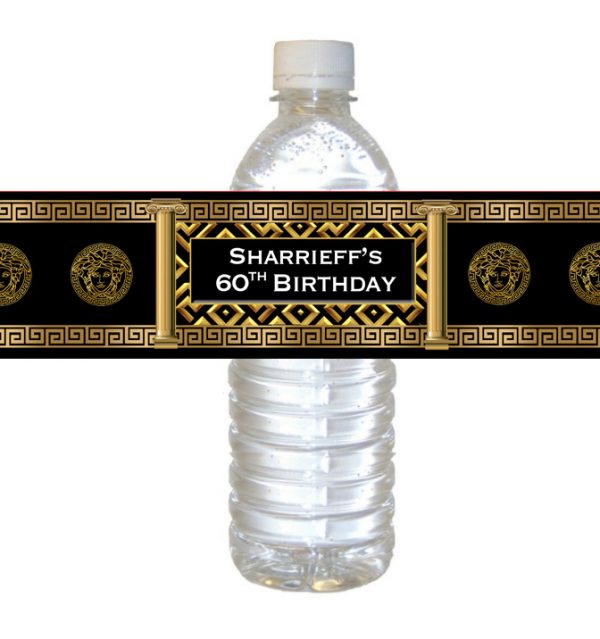 Versace theme Water Bottle Label