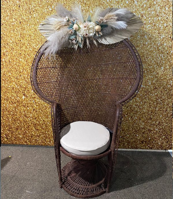 chocolate brown wicker chair for rent