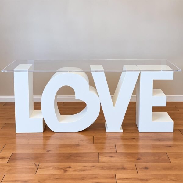 large letter LOVE table for weddings, anniversary and engagements