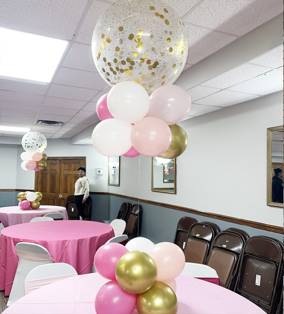 Gold Cross Balloon Table Topper Centerpiece Set Up - The Brat Shack ...