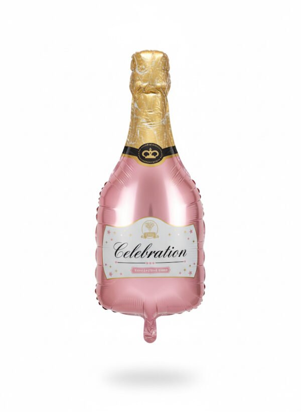 Large Pink Champagne Bottle Shaped Mylar Balloon