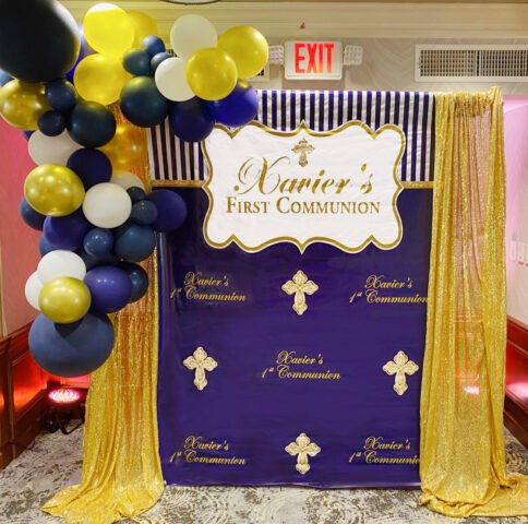 the brat shack communion backdrop and garland