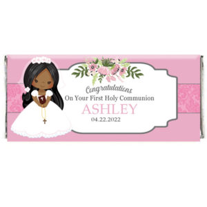 Religious Girl First Holy Communion Personalized Chocolate Wrapper