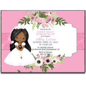 Pink Girl First Holy Communion Invitation