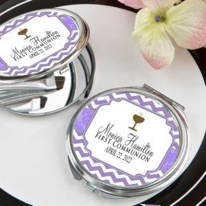 the brat shack Lilac First Holy Communion Chevron Mirror Compact Favor