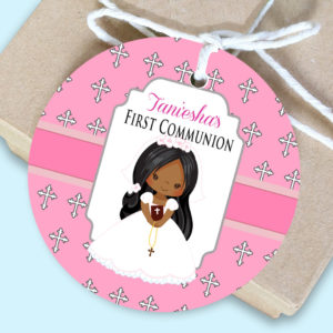Religious Girl Communion Favor Gift Tags
