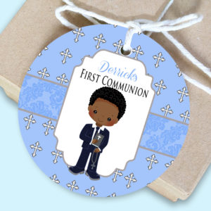 Religious Boy Communion Favor Gift Tags
