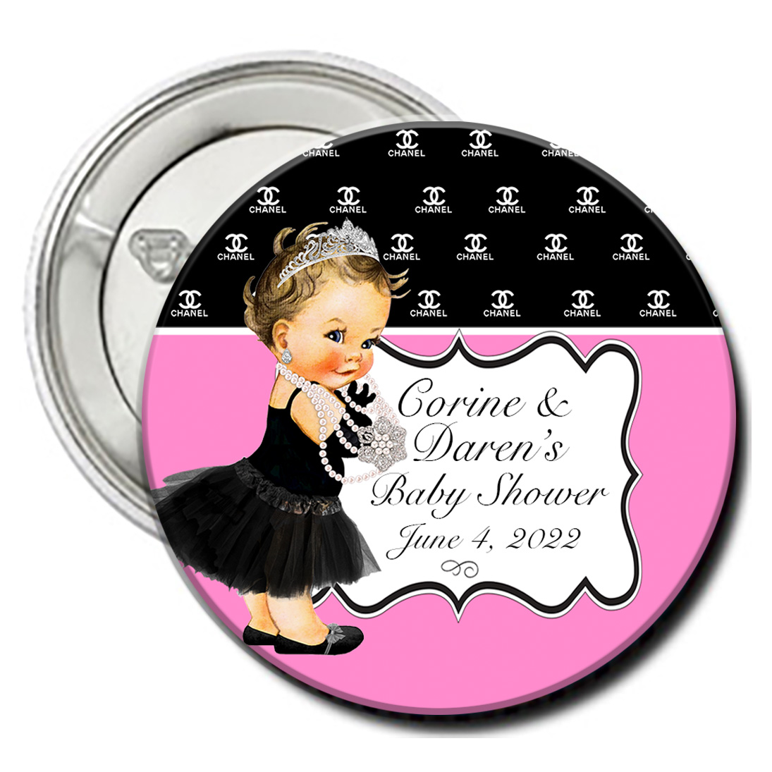 Chanel baby shower button on Party NY