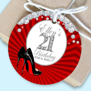 Red High Heel Adult Birthday Favor Gift Tags