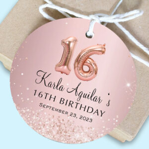 Rose Gold Balloon favor tags