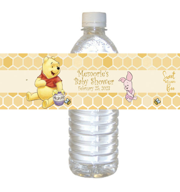 Classic Winnie the Pooh Theme Water Bottle Label the brat shack