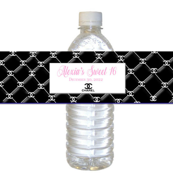 Chanel Theme Water Bottle Label The Brat Shack