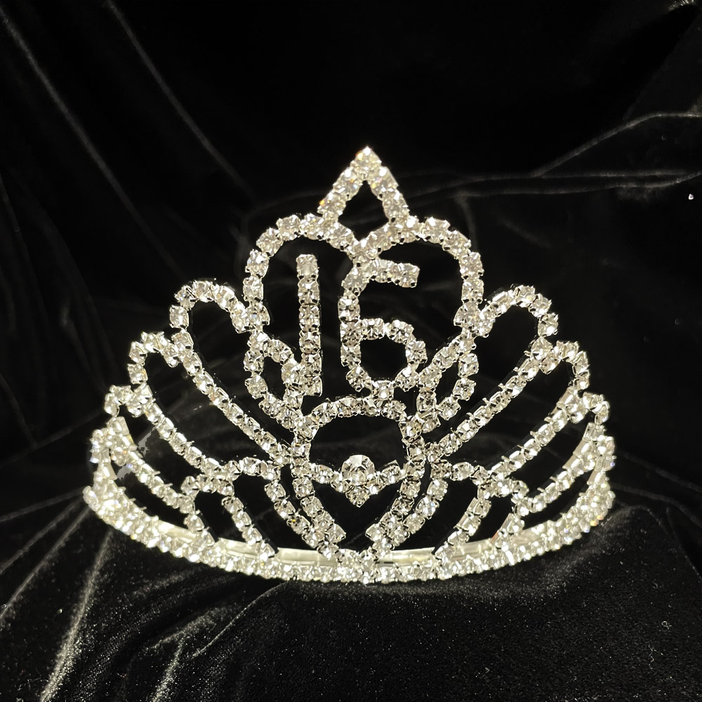 Crystal Sweet 16 Tiara Princess Crown With Hair Combs - Silver - The ...