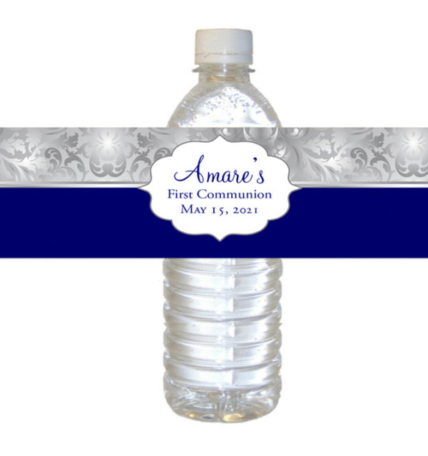 Elegant Blue and Silver water bottle label The brat shack