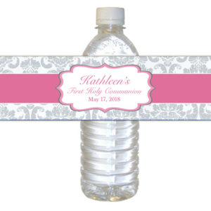 Elegant Pink and Silver Theme Water Bottle Label The Brat Shack