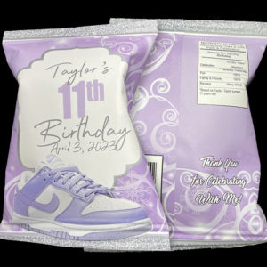 lavender sneaker theme chip bag favors the brat shack