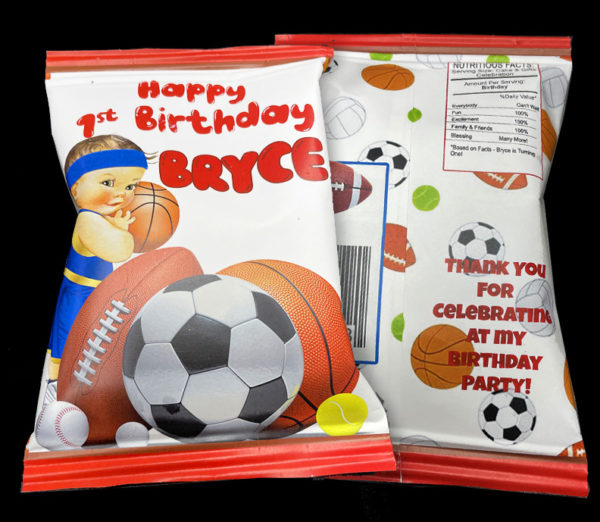 the brat shack Sports Birthday Party Favor Chip Bags