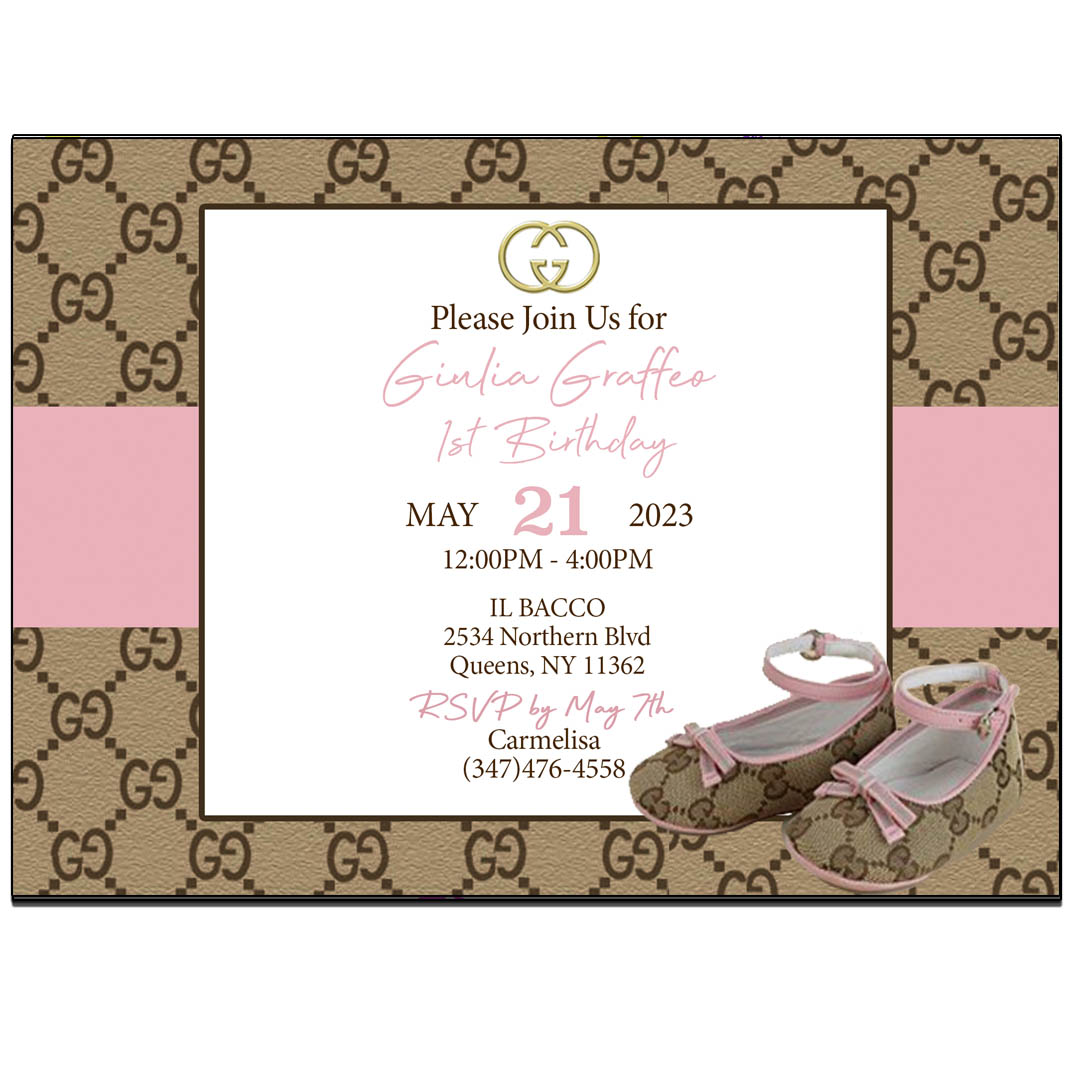 Gucci Baby Shoe Invitation - The Brat Shack Party Store