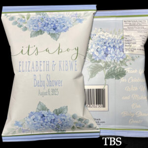 Blue Hydrangea Flower party chip bag favor