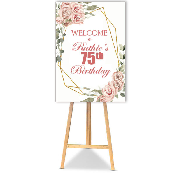 Coral Watercolor Flower Birthday Poster Board