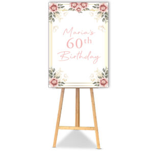 Blush Pink Watercolor Flower Birthday Poster Board