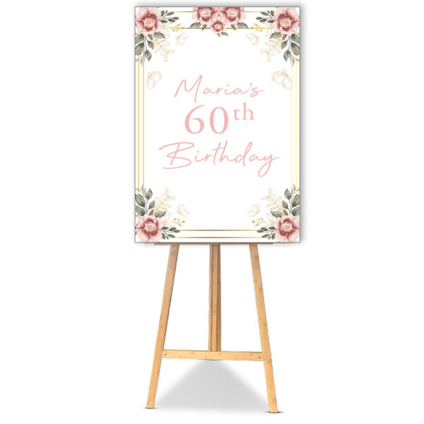 Blush Pink Watercolor Flower Birthday Poster Board