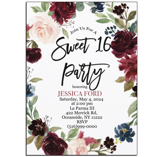 beautiful bold burgundy floral invitation the brat shack