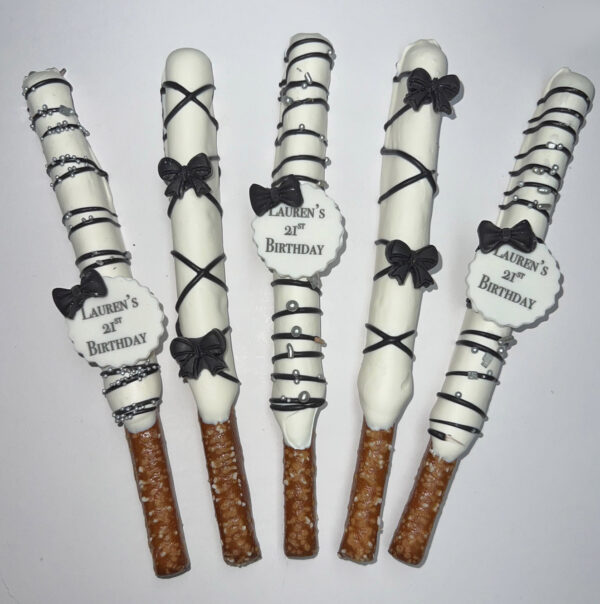 Classy Custom Chocolate Covered Pretzels Treats with Bow The Brat Shack