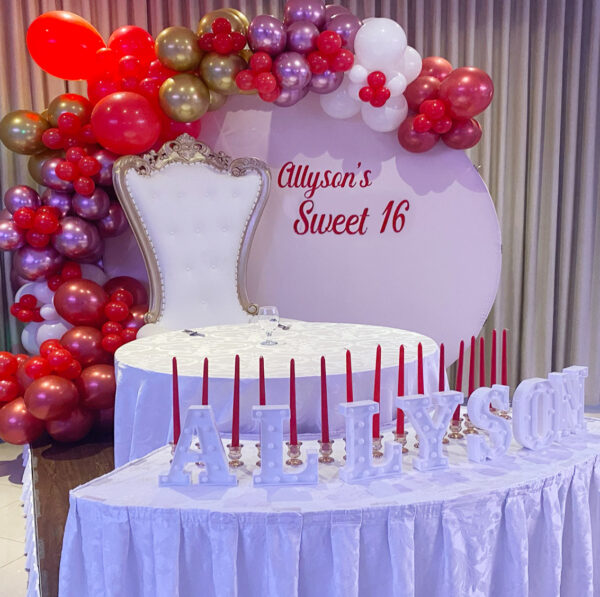 Elegant Sweet 16 Circle Backdrop and Arch The Brat Shack