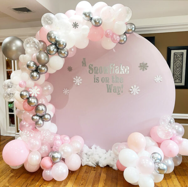 Elegant Winter Wonderland Snowflake Circle Backdrop and Arch The Brat Shack