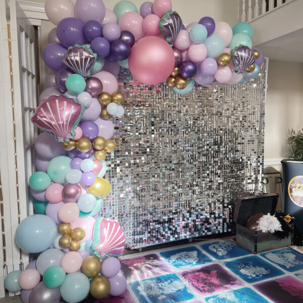 Under the sea Balloon Arch with Shimmer wall the brat shack