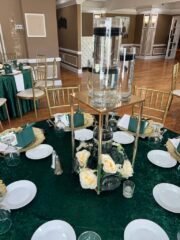 Green and Ivory Floral centerpiece with Floating Candles
