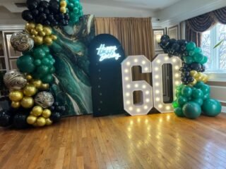Green Marble 60th Birthday for Man Balloon Decoration Backdrop