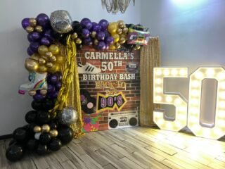 90's theme Birthday Party Backdrop & Marquee Number