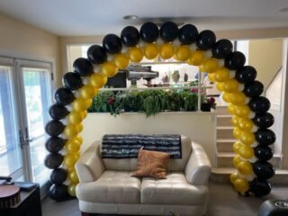 Black, Gold & White Classic Double Balloon Arch