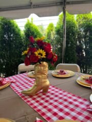 Western Theme Boot Centerpiece with Flowers