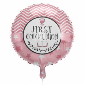 Pink and white First Communion Balloon