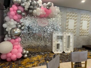 60th Birthday Shimmer Wall & Balloon Garland